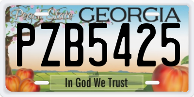 GA license plate PZB5425