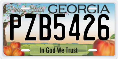 GA license plate PZB5426
