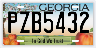 GA license plate PZB5432