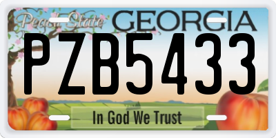GA license plate PZB5433