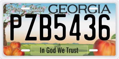 GA license plate PZB5436