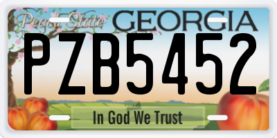 GA license plate PZB5452
