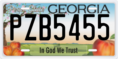 GA license plate PZB5455