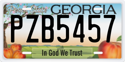 GA license plate PZB5457