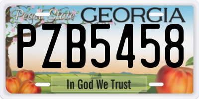GA license plate PZB5458