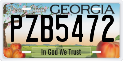 GA license plate PZB5472