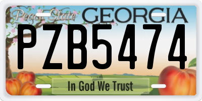 GA license plate PZB5474