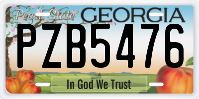 GA license plate PZB5476