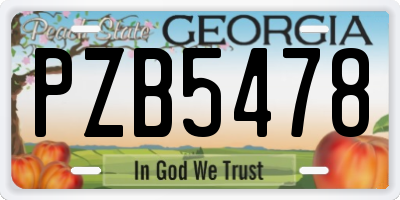 GA license plate PZB5478