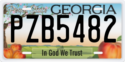 GA license plate PZB5482