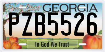GA license plate PZB5526