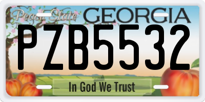 GA license plate PZB5532