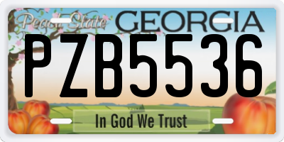 GA license plate PZB5536