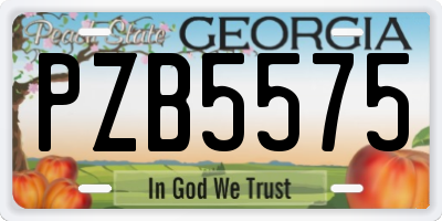 GA license plate PZB5575