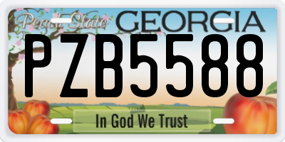 GA license plate PZB5588