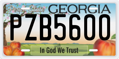 GA license plate PZB5600