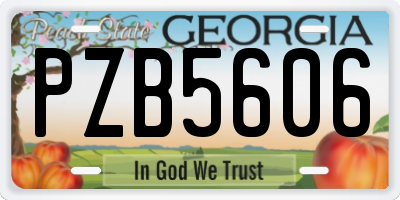 GA license plate PZB5606