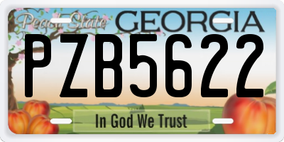 GA license plate PZB5622
