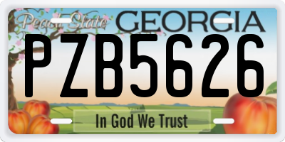 GA license plate PZB5626