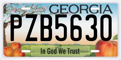 GA license plate PZB5630