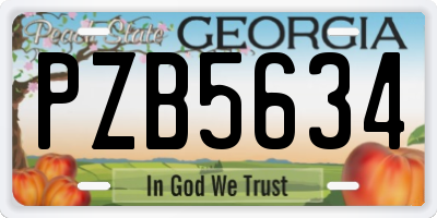 GA license plate PZB5634