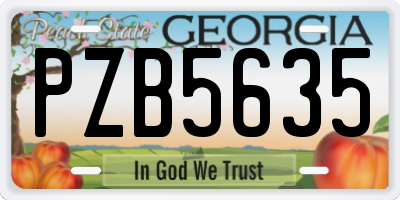 GA license plate PZB5635