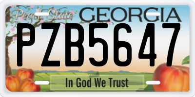 GA license plate PZB5647