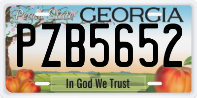 GA license plate PZB5652