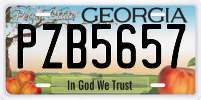 GA license plate PZB5657