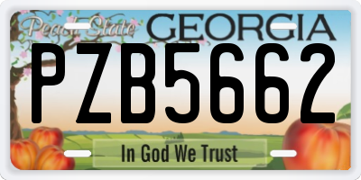 GA license plate PZB5662