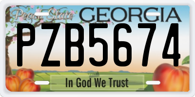 GA license plate PZB5674