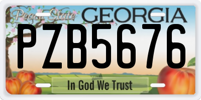 GA license plate PZB5676