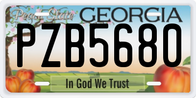 GA license plate PZB5680