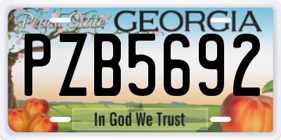 GA license plate PZB5692