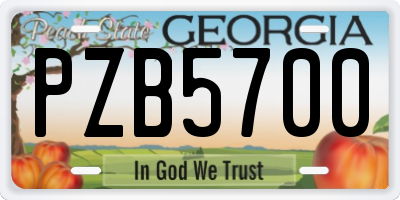 GA license plate PZB5700