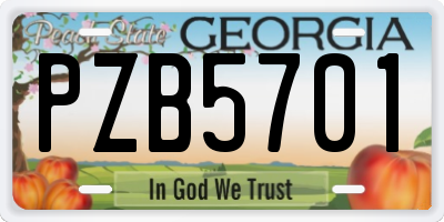 GA license plate PZB5701