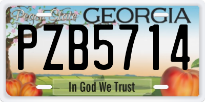 GA license plate PZB5714
