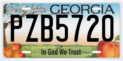 GA license plate PZB5720