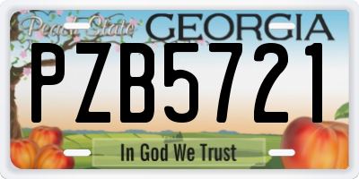 GA license plate PZB5721