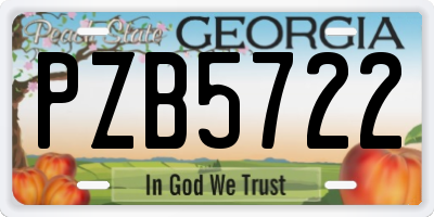 GA license plate PZB5722
