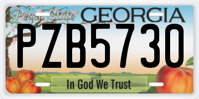 GA license plate PZB5730