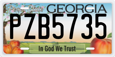 GA license plate PZB5735