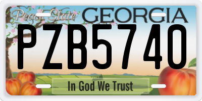 GA license plate PZB5740