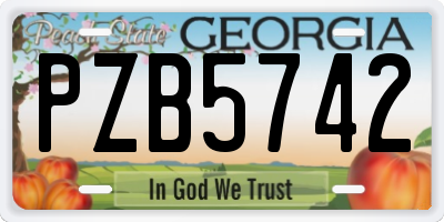 GA license plate PZB5742