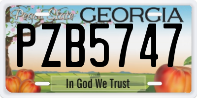 GA license plate PZB5747