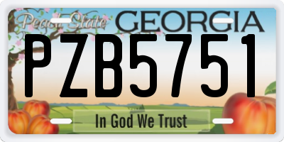 GA license plate PZB5751