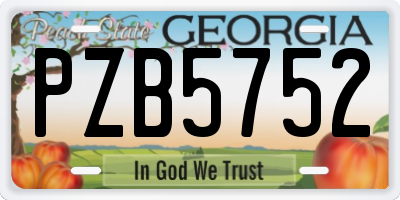 GA license plate PZB5752