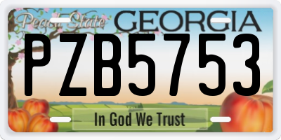 GA license plate PZB5753