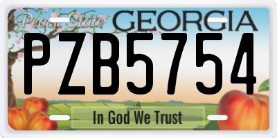 GA license plate PZB5754
