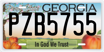 GA license plate PZB5755